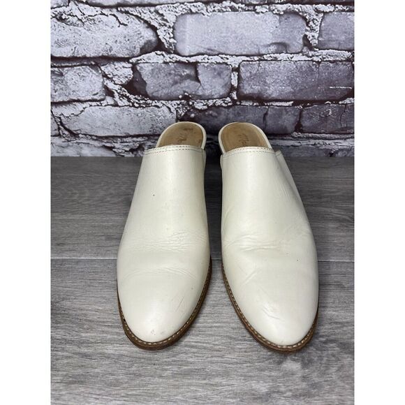 Madewell The Harper Ivory Leather Mules Stacked Heels Women 8M US/39EU J8560 - Picture 12 of 16